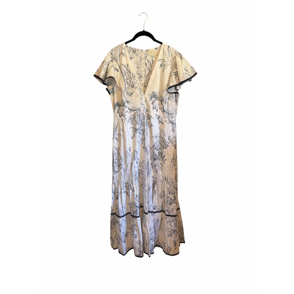 Sachin & Babi Paloma Gray and Ivory Toile Print Dress size 14 100% Cotton - Picture 2 of 13